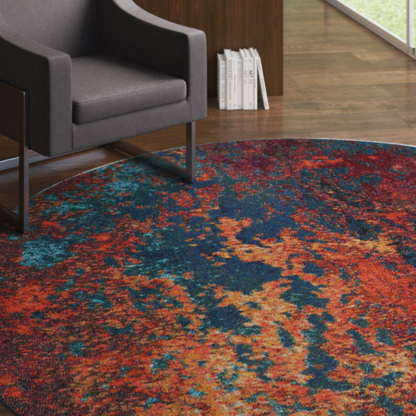 Ivy Bronx Velva Abstract Area Rug in Blue/Red & Reviews Wayfair
